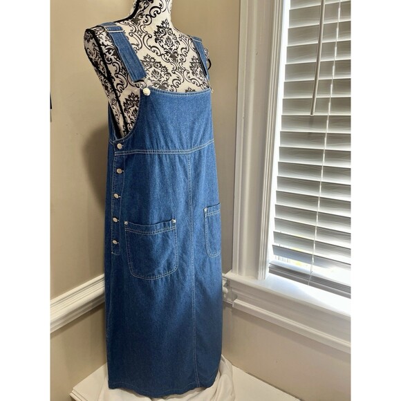 UM & Company Vintage Y2K Overalls Jumper Dress Womens M Blue Denim Grunge Modest - Picture 6 of 11
